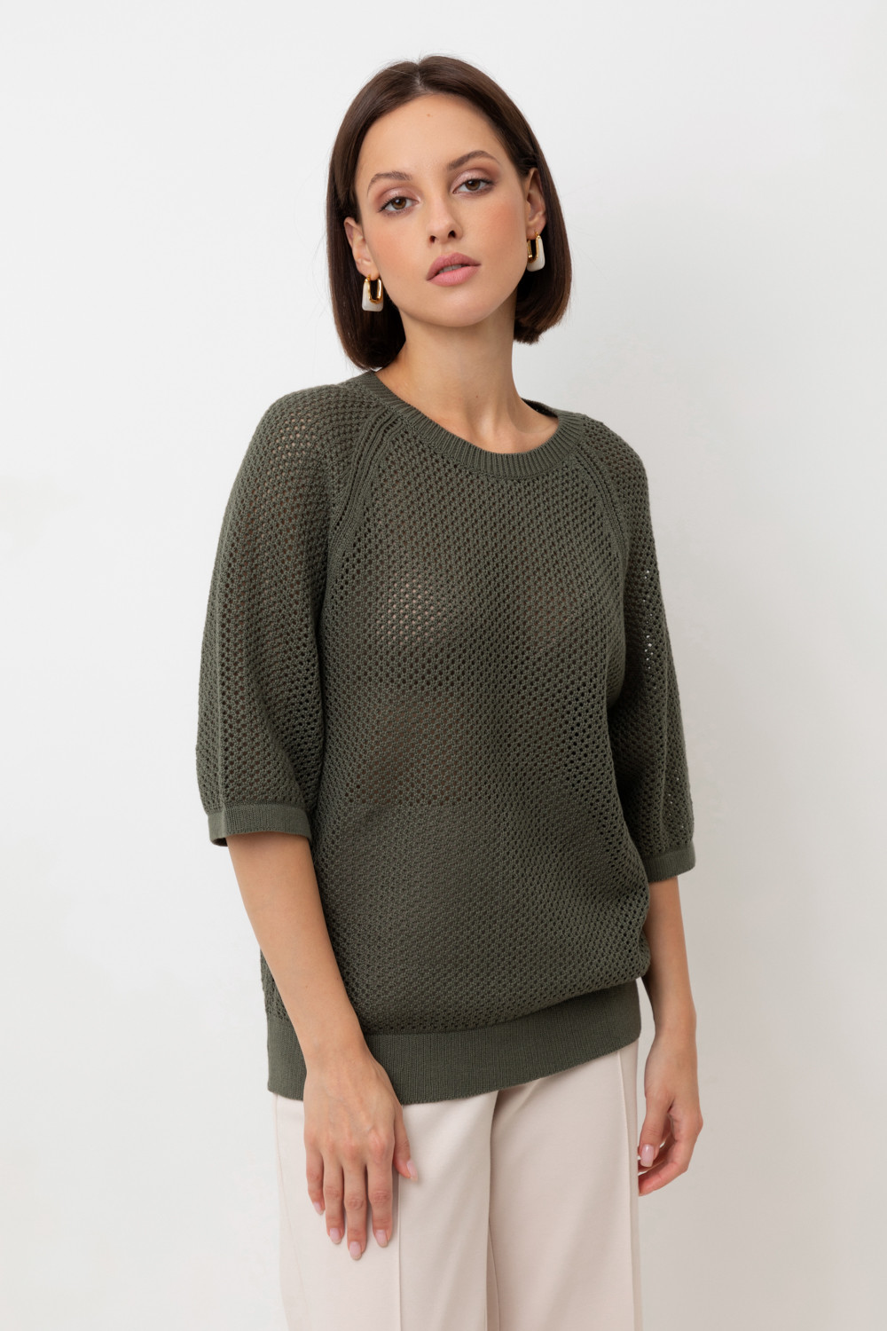 Джемперы женские для мам, артикул: ЕВ 30207, цвет: зеленый