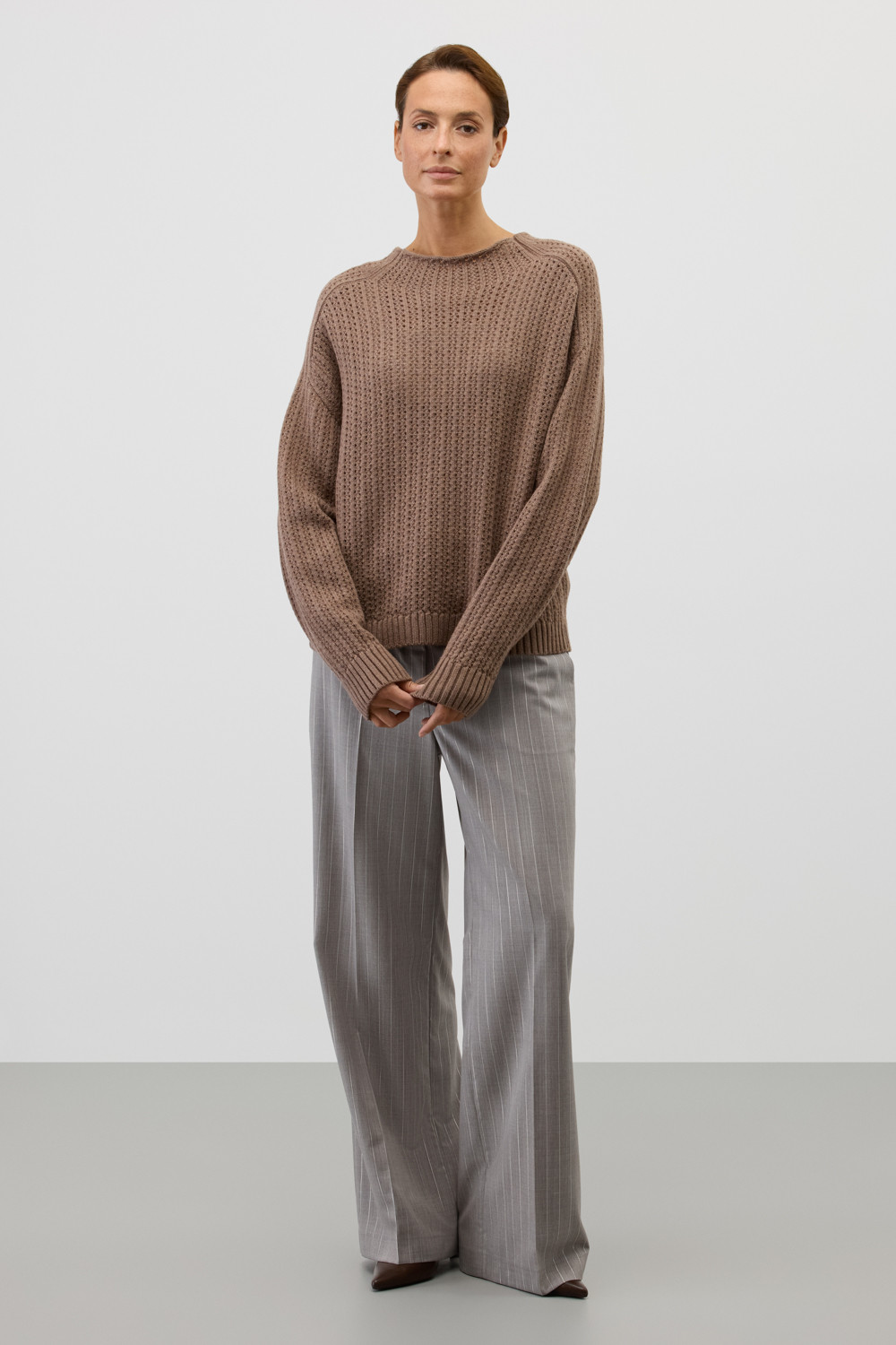 Джемперы женские для мам, артикул: ЕВ 30222/ш, цвет: коричневый, фото 3