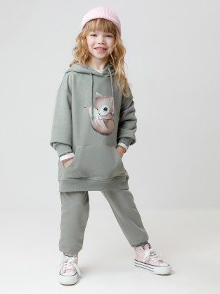 Худи для девочки, артикул: КР 302165, цвет: хаки