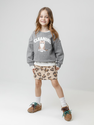 Свитшоты для девочки, артикул: КР 302834, цвет: серый