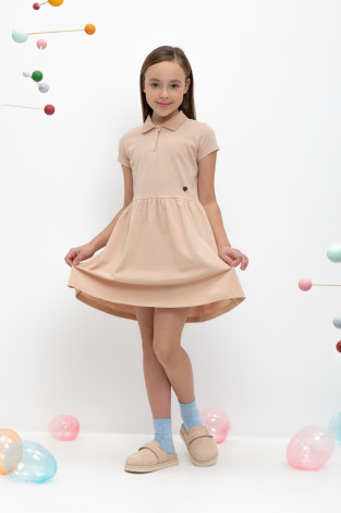 Платье для девочки, артикул: КР 5869, цвет: бежевый
