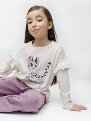 Лонгсливы для девочки, артикул: КР 302960, цвет: сахар