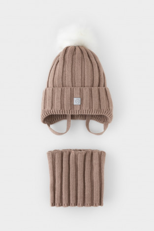 Комплект вязаный для девочки, артикул: КВ 22017/ш, цвет: бежевый