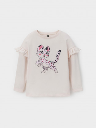 Лонгсливы для девочки, артикул: КР 302960, цвет: сахар - 2 фото