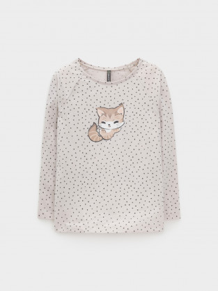 Лонгсливы для девочки, артикул: КР 302855, цвет: бежевый - 2 фото